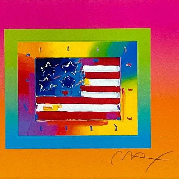 "Flag with Heart on Blends" by Peter Max