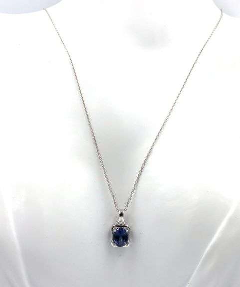 925 Sterling silver oval shaped tanzanite pendant on chain
