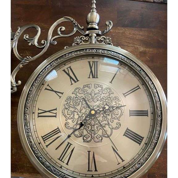 Large Double-Sided Wall Clock with Metal Frame