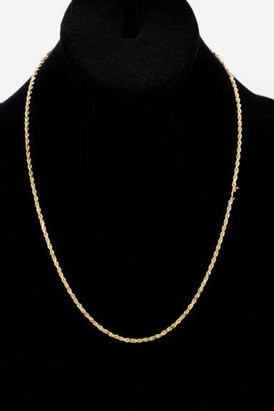 14K Yellow Gold 2.4mm Solid Rope Chain 20 Inch
