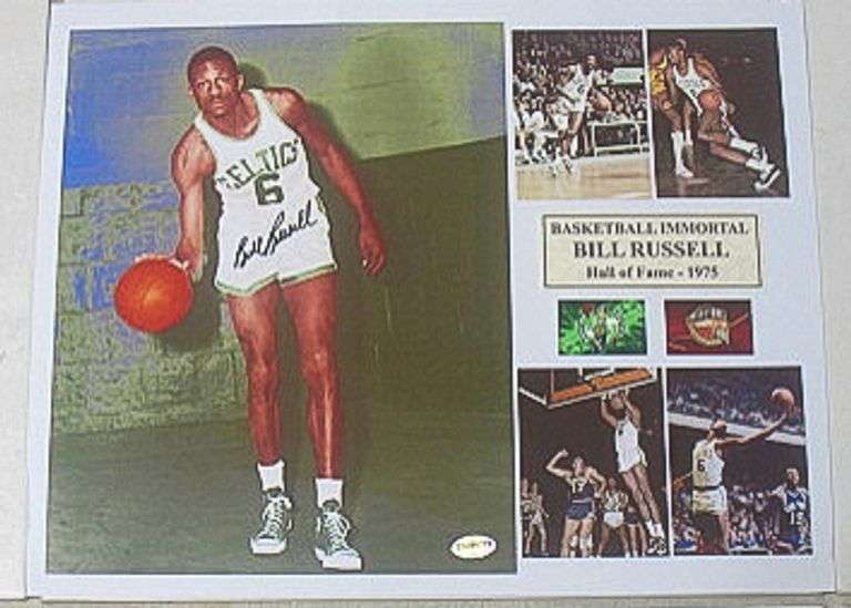 HAND SIGNED BILL RUSSELL 8X10 MOUNTED IN A 11X14 DISPLAY WITH COA
