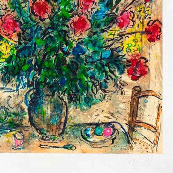 "Le Bouquet Devant La Fenetre" by Marc Chagall (1887-1985)