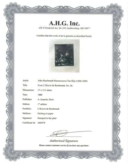 Extremely Rare and Collectible Antique Etching After Rembrandt, c. 1880