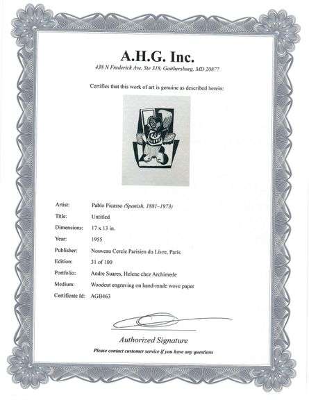 Extremely Collectible Vintage Picasso Woodcut on Paper