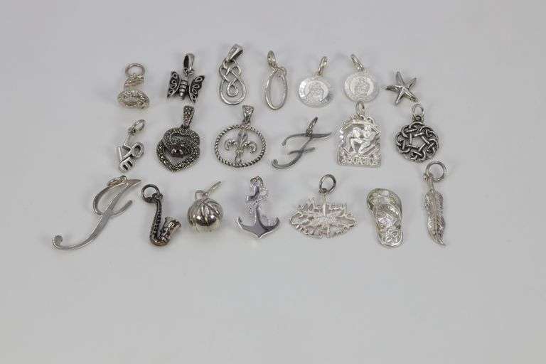 Sterling Silver Curated Pendant Assortment Various Sizes & Styles (20 Pendant Lot)
