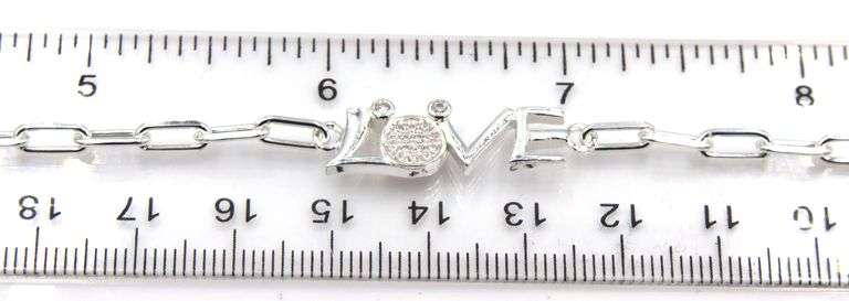 925 Sterling silver Love cubic zirconia bracelet