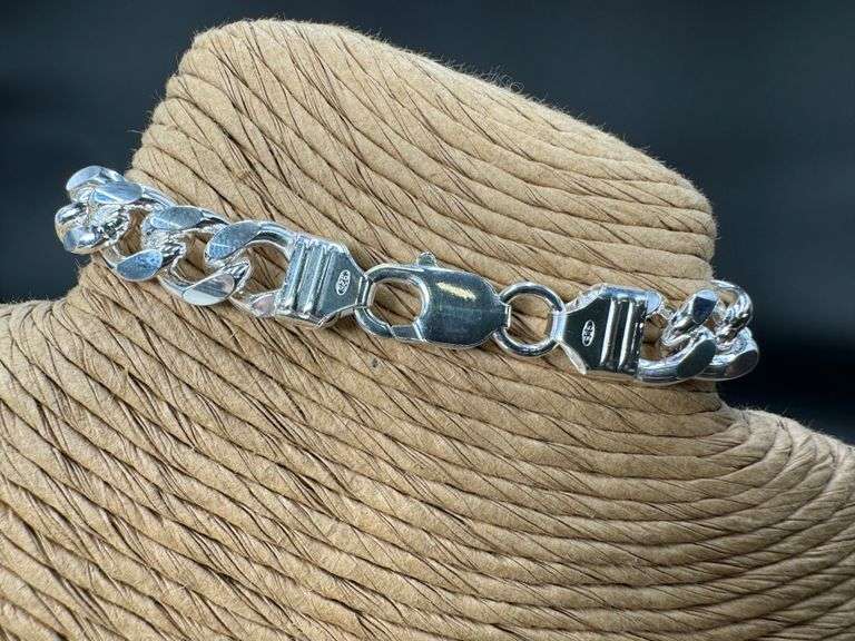 Sterling Silver Solid Miami Cuban Link Chain 9.2mm 925 Italy Heavy Curb Bracelet 7" Inch