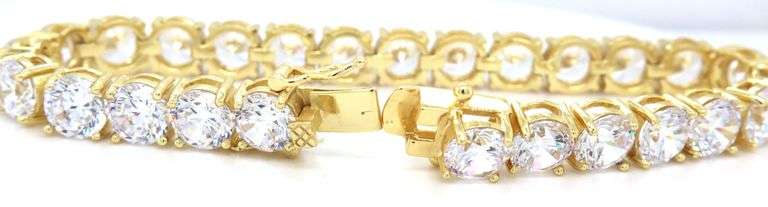 925 Sterling silver round brilliant cut cubic zirconia tennis bracelet