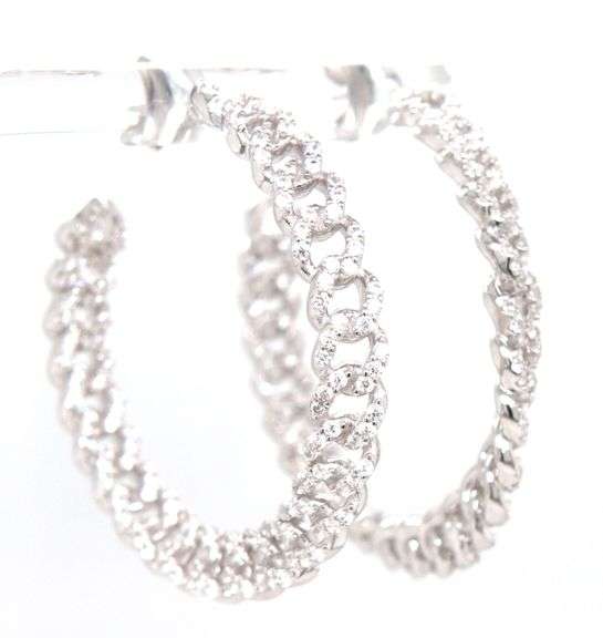 925 Sterling silver cubic zirconia wavy earrings