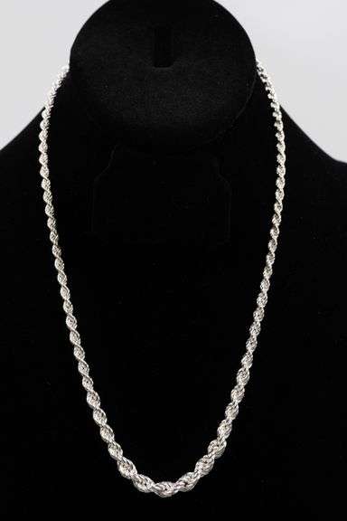 .925 Italian Sterling Silver 6mm Graduated Hollow Rope Chain Necklace 20 Inches