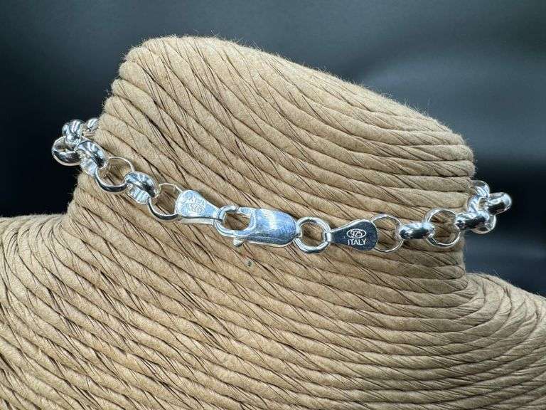 Italian Sterling Silver 925 6mm Rolo Link Bracelet 8"