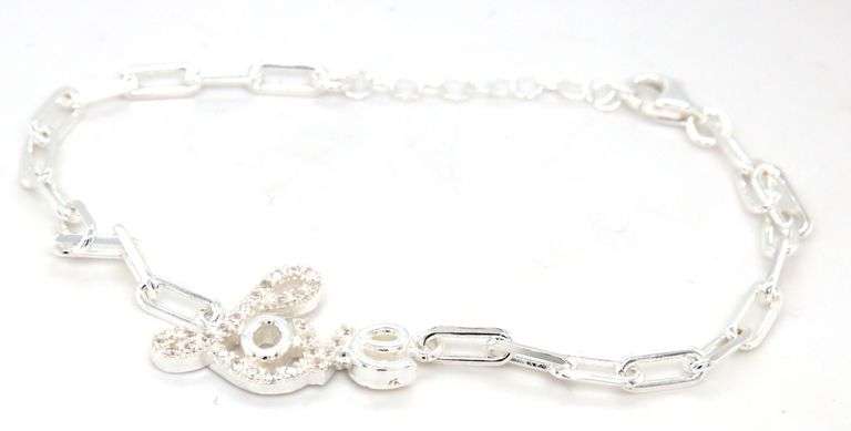925 Sterling silver Love charm adjustable bracelet