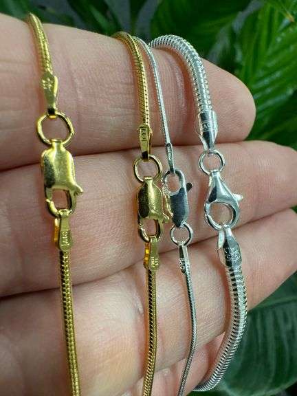 Sterling Silver 925 Italy 4 Piece Layered Snake Chain Set 16",18",22",26"