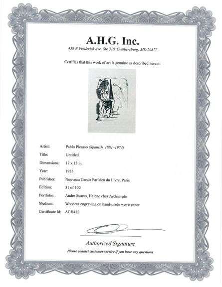 Highly Collectible Picasso Woodcut Circa 1955