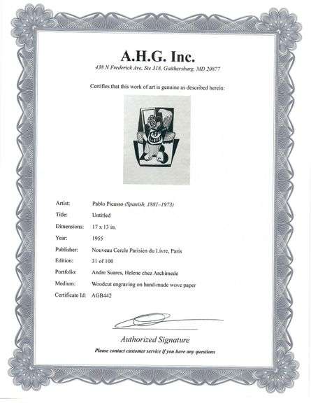 Extremely Collectible Vintage Picasso Woodcut on Paper