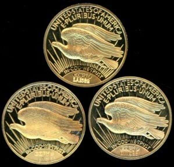 3 One Ounce Silver Replicas of 1933 Gold Pieces