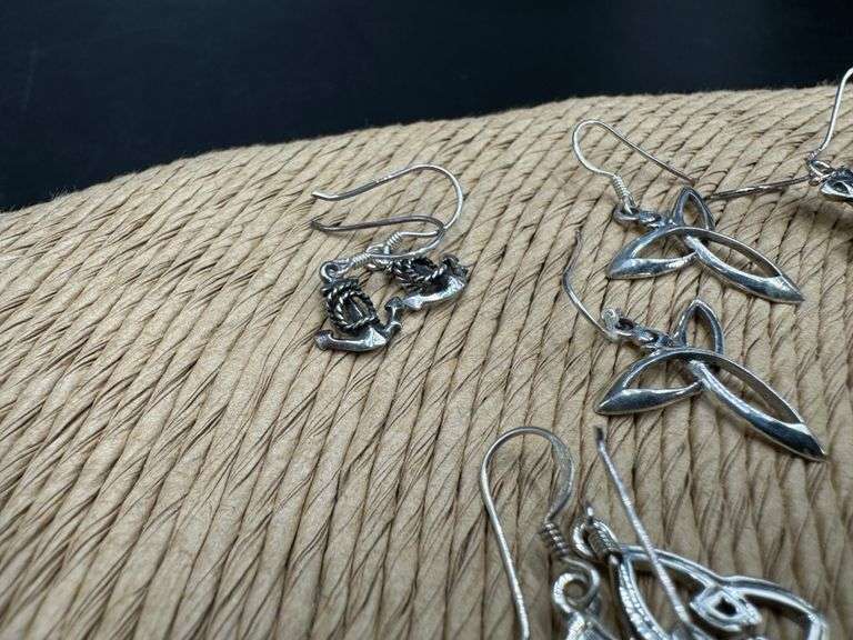 Sterling Silver Earring Assortment Various Sizes & Styles (10 Earring Lot)