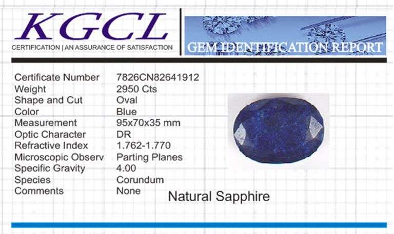 Huge Magnificent Certified Museum Size 2950 Ct Natural Blue Sapphire Solitaire