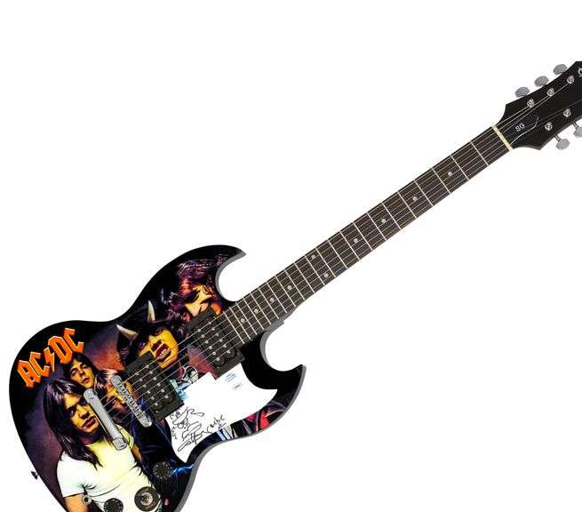 Angus Young AC/DC Signed Sketch Graphics Highway To Hell Epiphone SG Guitar ACOA