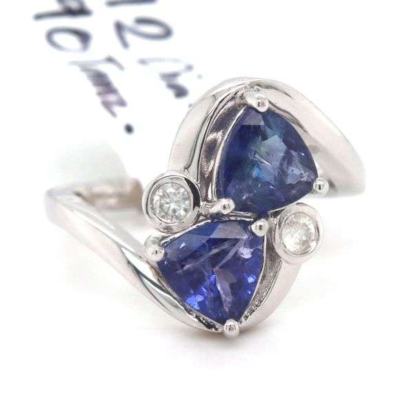 Darling 1.90CTW Triangle Faceted Tanzanite & Diamond Ring in Sterling Silver