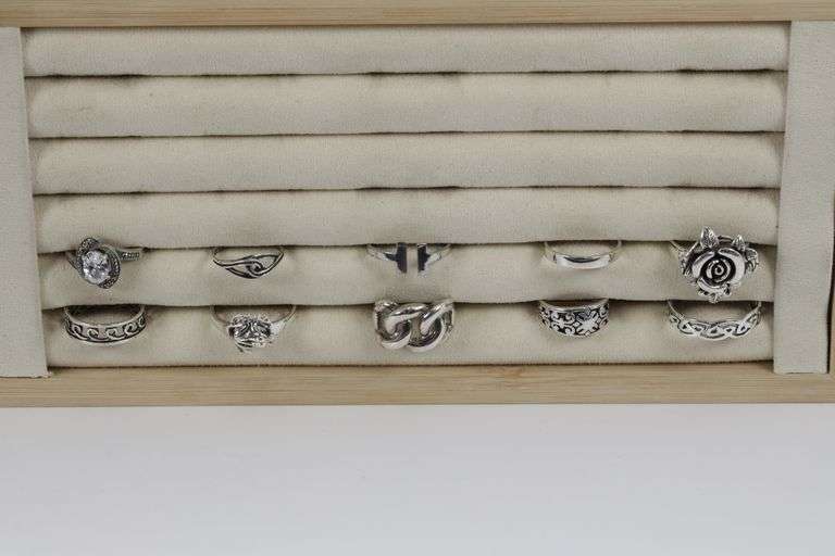 Sterling Silver Curated Ring Assortment Various Sizes & Styles (10 Ring Lot)