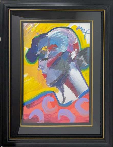 Peter Max Original Mixed Media with Acrylic Signed 'Palm Beach Lady' with Park West Certificate
