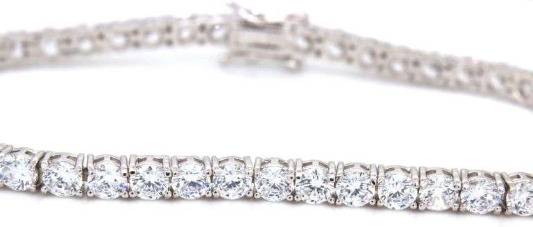 925 Sterling silver round brilliant cut cubic zirconia tennis bracelet