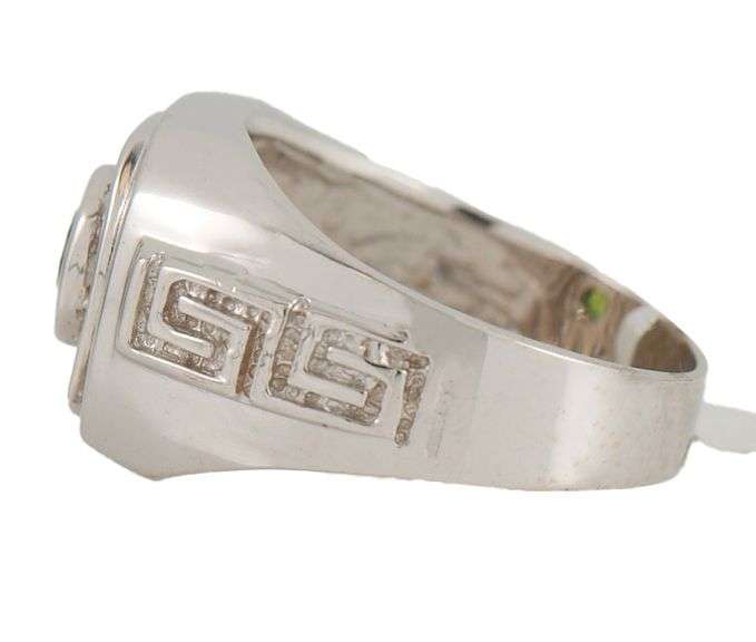 Gents 0.60ct Demantoid Garnet and 0.70ctw Diamond Frame Signet Ring in 18K