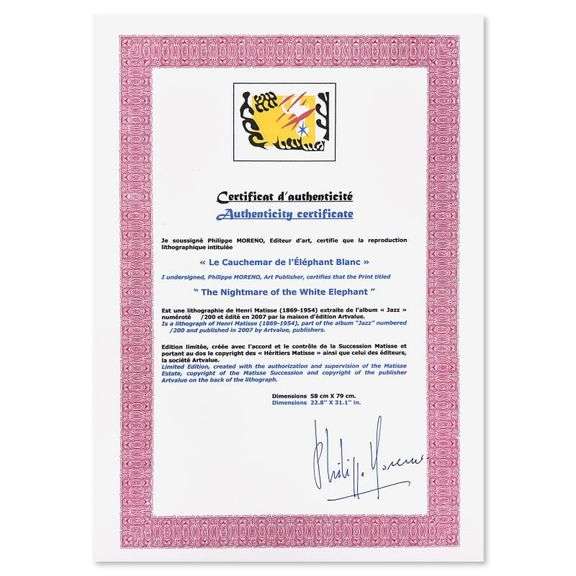 "Le Cauchemar de l'Elephant Blanc" by Henri Matisse 1869-1954 (After)