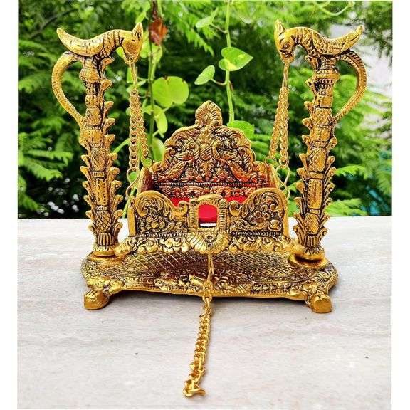 Metal Krishna Jhula Swing – Gold-Tone Aluminum Palna