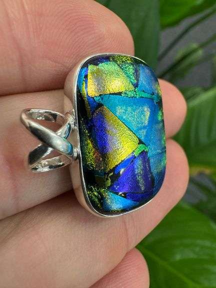 Sterling Silver 925 One of a Kind Dichroic Glass Pendant