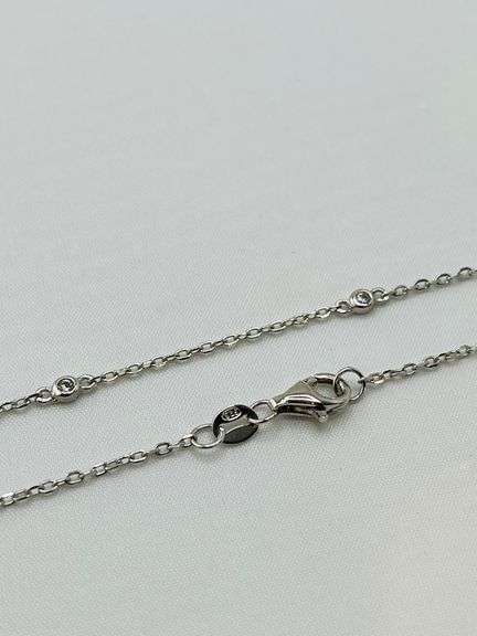925 Sterling Silver Interlocking Circle With CZ Details Pendant And CZ Station Chain Necklace