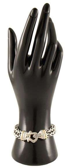 David Yurman 0.75ctw Diamond Double Wheat Chain Bracelet in 18K and Sterling