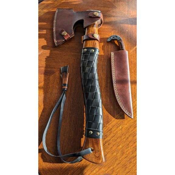 Hand-Forged Viking Bearded Axe and Knife