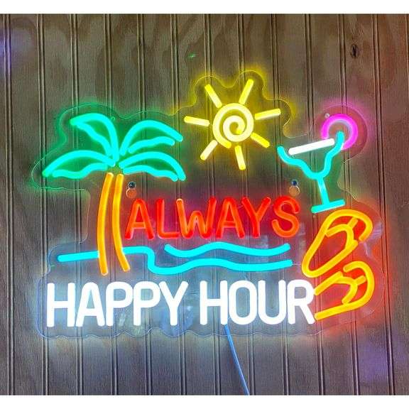 Always Happy Hour LED Neon Sign
