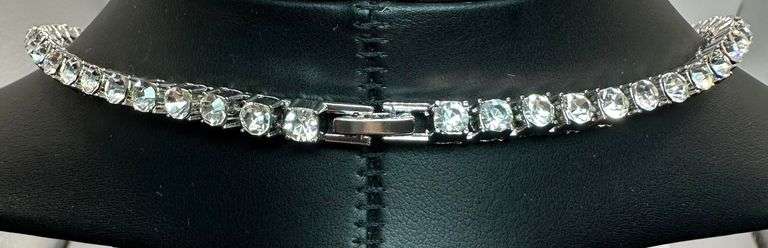 14 Kt. White Gold Plated 37.5 Cttw Simulated Diamond Tennis Necklace