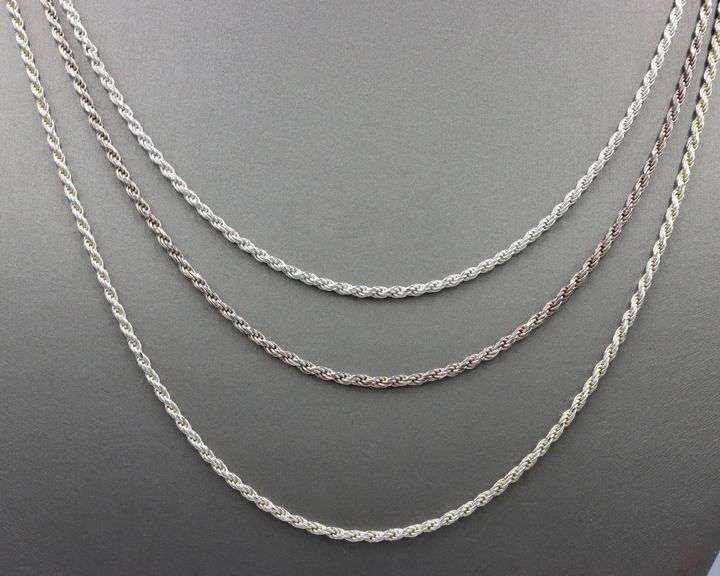 Lot of 3 Italian 925 sterling silver rope chains