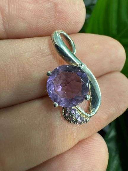 Sterling Silver 925 Natural Amethyst Gemsone Pendant