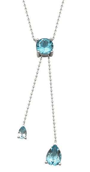 Sterling Silver Blue Topaz Lariat Necklace – Elegant Drop Pendant Design