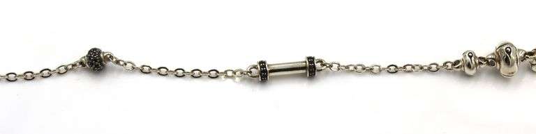 John Hardy classic chain 7 bamboos link station black spinel long necklace