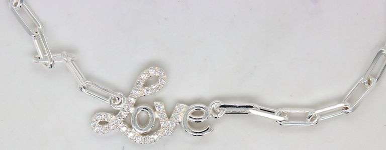 925 Sterling silver Love charm adjustable bracelet
