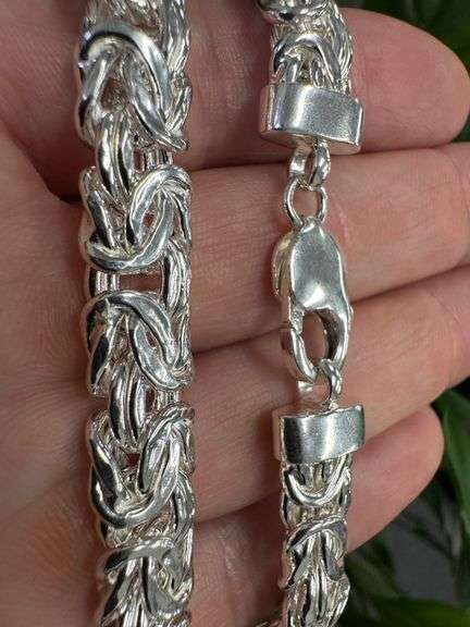 925 Sterling Silver Anti Tarnish Oval Byzantine 11.1mm Chain Made in Italy New 22"