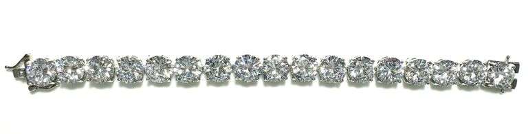 14 Kt. White Gold Plated Simulated 58 Ctw White Diamond Tennis Bracelet