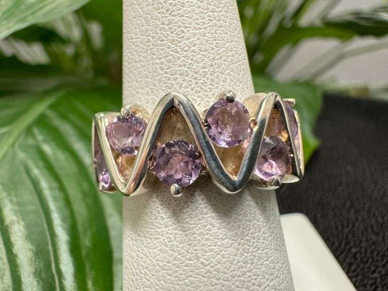 Sterling Silver 925 Natural Gemstone Amethyst Ring Size 7
