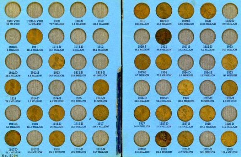 Collection of 155 Lincoln Cents in Albums: 1911-1989-D