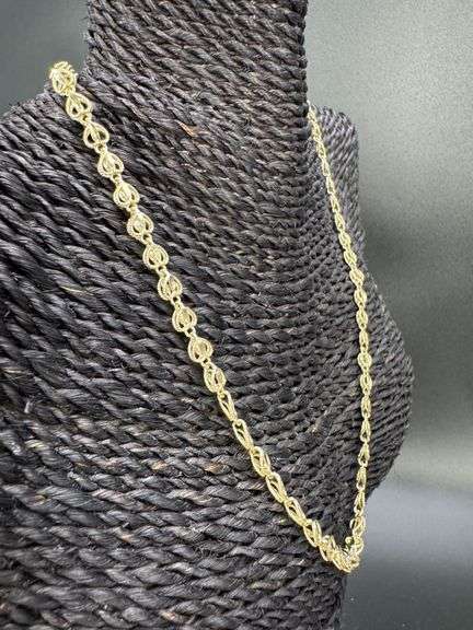 10k Yellow Gold Extremely Unique Diamond Cut Heart Chain 20 Inch