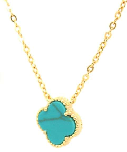 10mm Clover turquoise pendant on chain