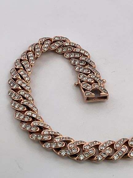 CERTIFIED 14K ROSE GOLD DIAMOND CUBAN LINK BRACELET
