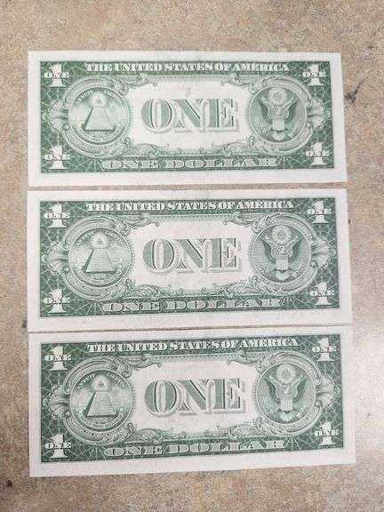 (2 Lots Of 3 & 2 Lots Of 2) (4 Lots/10 Notes Total) Consecutive Silver Certificates, UNC