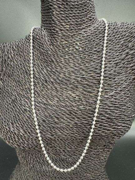 Sterling Silver Italian Ball Bead Chain 4mm 925 Italy New Dog Tag Necklace 24"